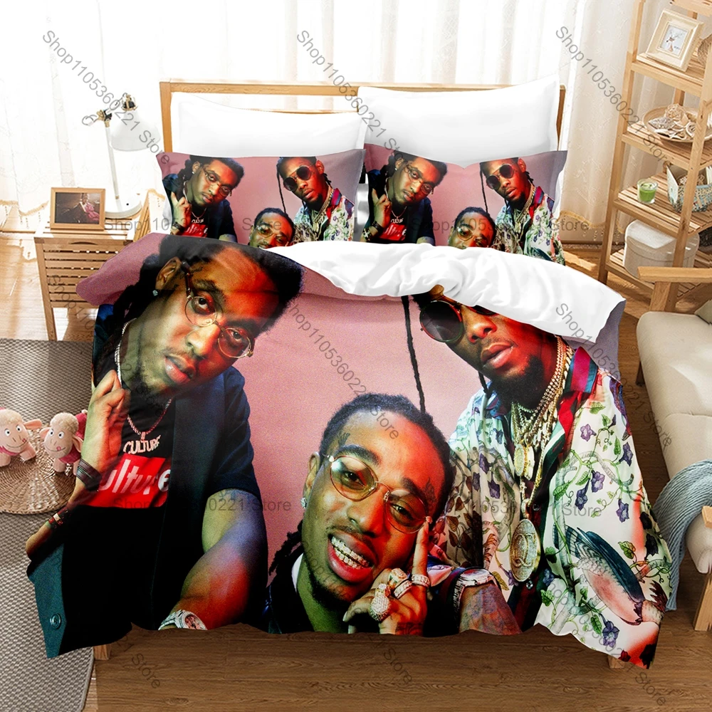 Cool Vintage Bad and Boujee Stir Fry Migos Hit Song Graphic Hip Hop Bedding Set Duvet Cover With 2 Pillowcases Youth Bedroom Dec
