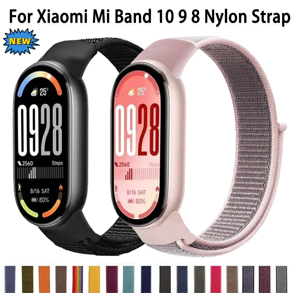 【セール中】Xiaomi Mi Band 10 9 8 スマートウォッチ用ナイロンループストラップ、通気性ブレスレットリストバンド、Mi Band 9 8 Correaアクセサリー用ウォッチバンド