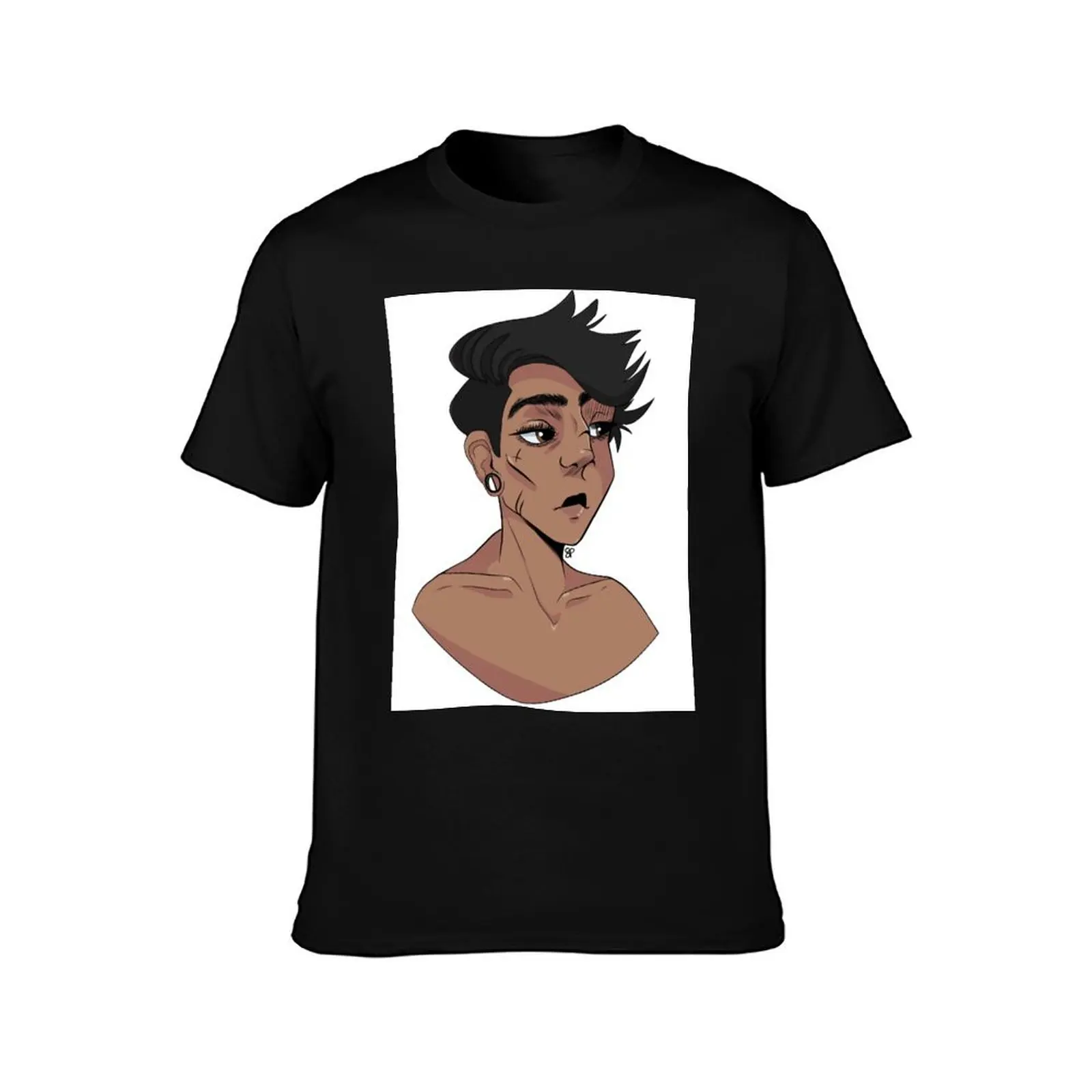 Androgynous Bust Portrait T-Shirt Running Performance Short Sleeve Tee T-Shirt