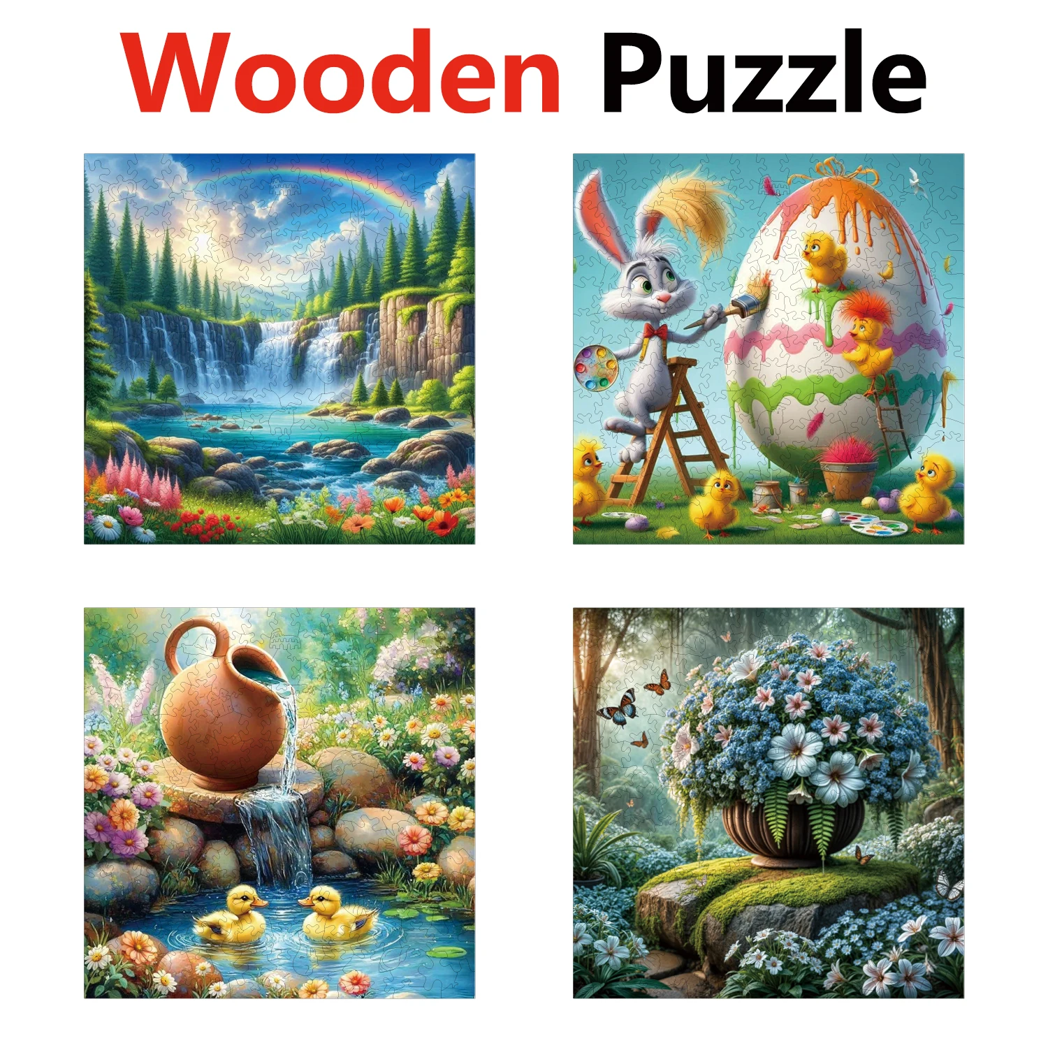 

Rabbit Egg Flower Animal Puzzles High Quality Jigsaw Puzzle Wooden Puzzle Best Christmas Gift