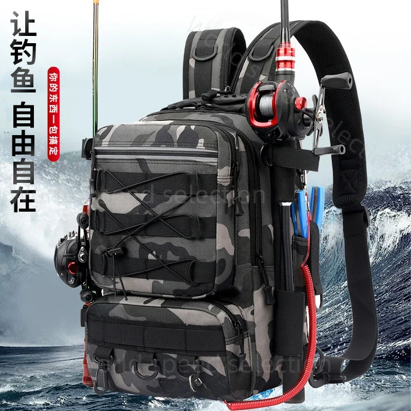 Double Shoulder Single Shoulder Back Oblique Span  Waterproof Multi-functional Fishing Outdoor Equipment Fishing Gear Bag