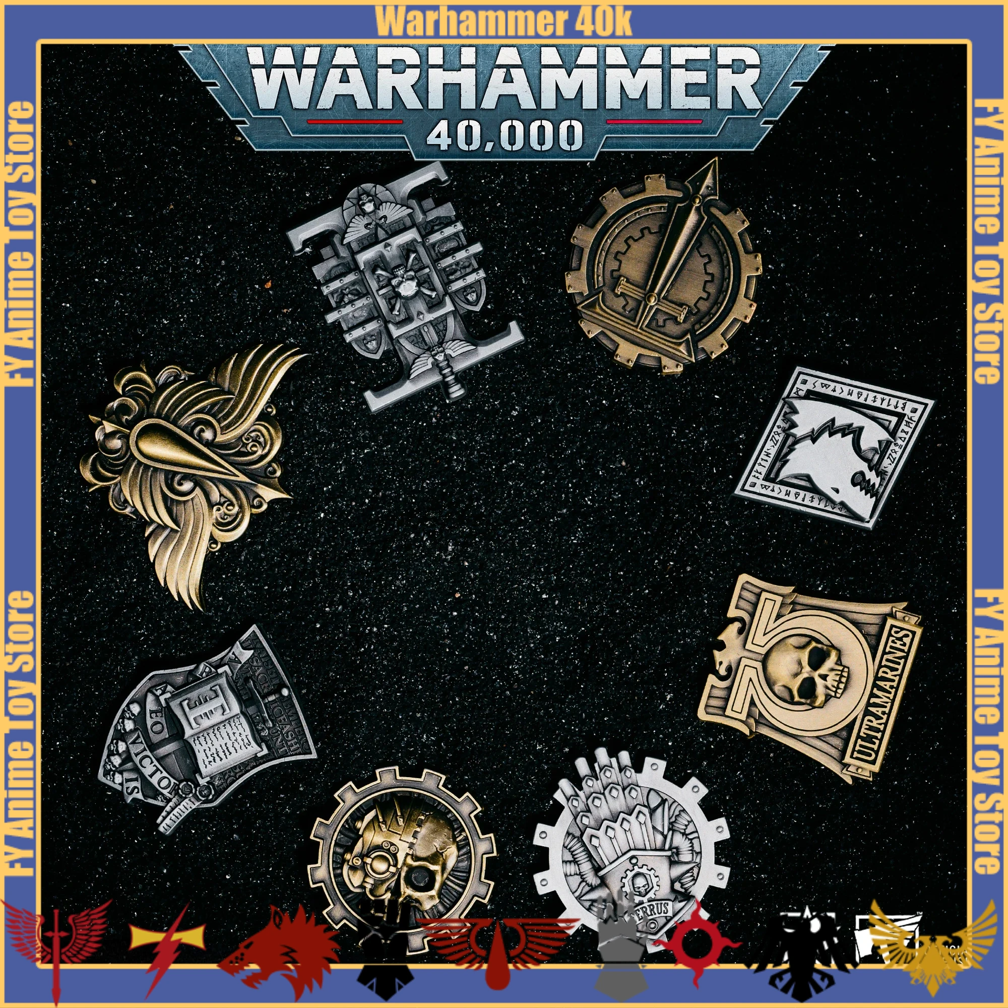 

Warhammer 40K Game Derivative Space Marine Legions Sign Ultramarines Blood Angels Space Wolves Mark Battle Group Metal Brooch