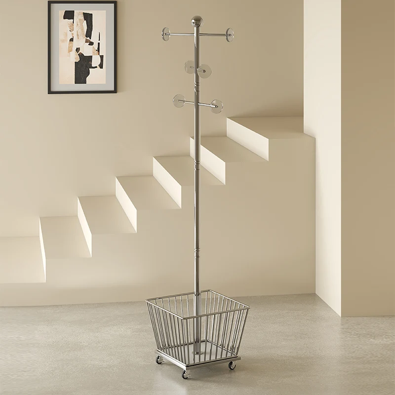 

2025 Internet celebrity hangers do not occupy the bedside art metal coat rack household room removable floor bag hanging rod