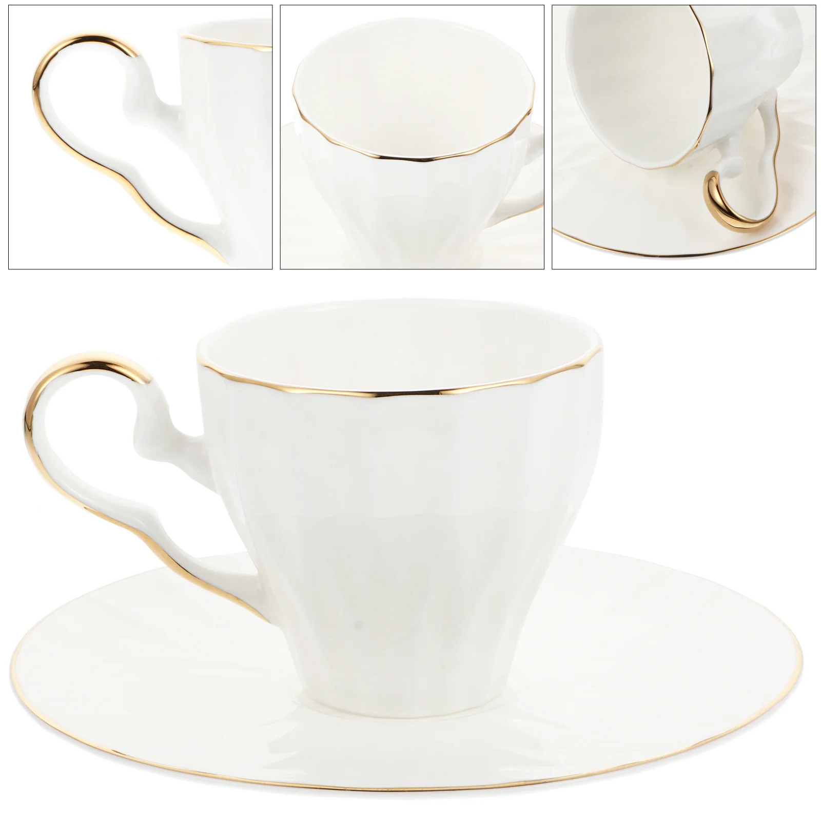 

Coffee Cup and Saucer Set Ceramic Milk Mug for Hot Chocolate Water Beverage Stylish Utility Cup Dish Decorative Drinkware Gift