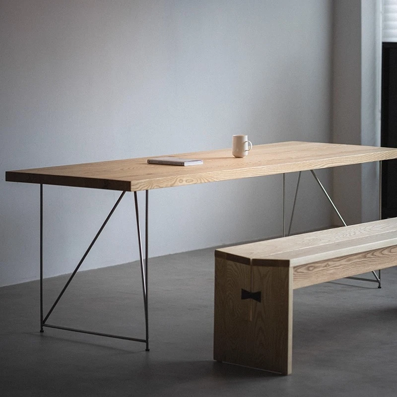 

ash wood dining table, solid wood island wabi sand wind log desk, small household tea table