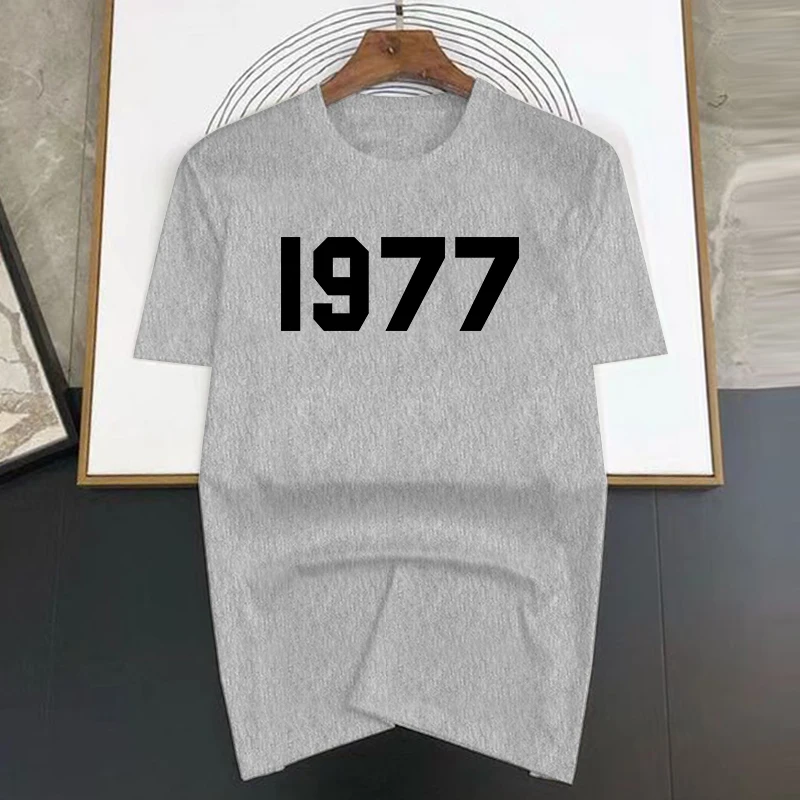 High Quality Cotton 1977 Monochrome Print Luxury T Shirt Men New Brand Fashion Cool Designer T-shirts Casual Streetwear Tops