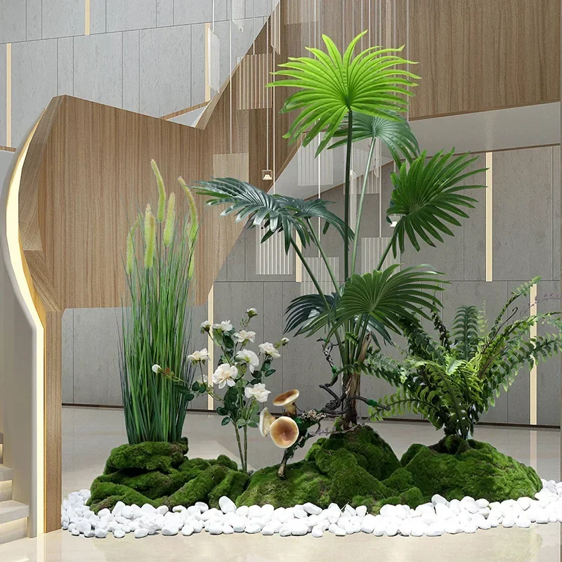 Simulation plant landscaping decoration indoor staircase lower corner landing fake green plant landscape restaurant potted