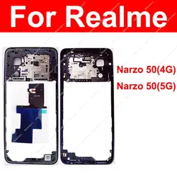 Middle Frame For Realme Narzo 50 4G 5G Middle Frame Housing Cover with Side Button Parts