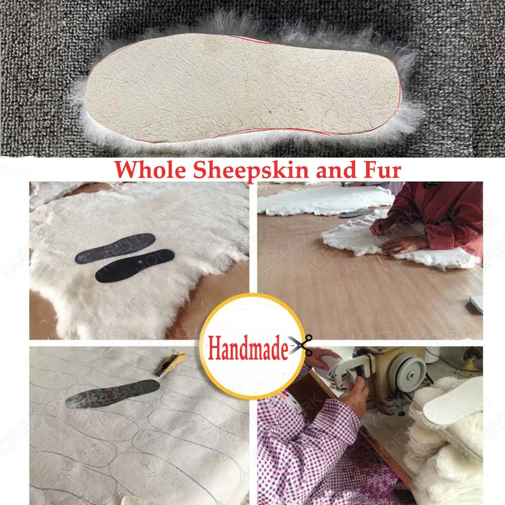 Real Sheepskin Fleece Wool Insoles for Shoes Men Women Sport Shoes Pads Thick Warm Cashmere Heated Insoles for Winter Snow Boots