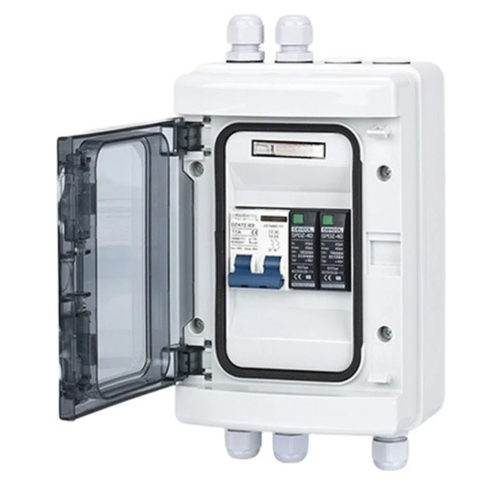1set DC500V Photovoltaic Combiner Box 40A 1 Inlet 1 Outlet Solar Distribution Box Photovoltaic DC Combiner Box - view 3