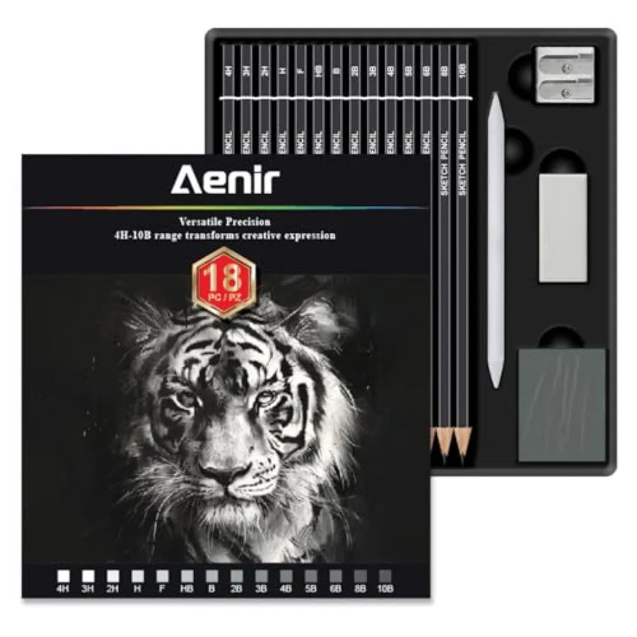 

Sketch Pencils for Drawing, Drawing Pencils Set of 18, 10B 4H Graphite Pencil, Vinyl Eraser, Kneaded Eraser, Sharpener, Blendin