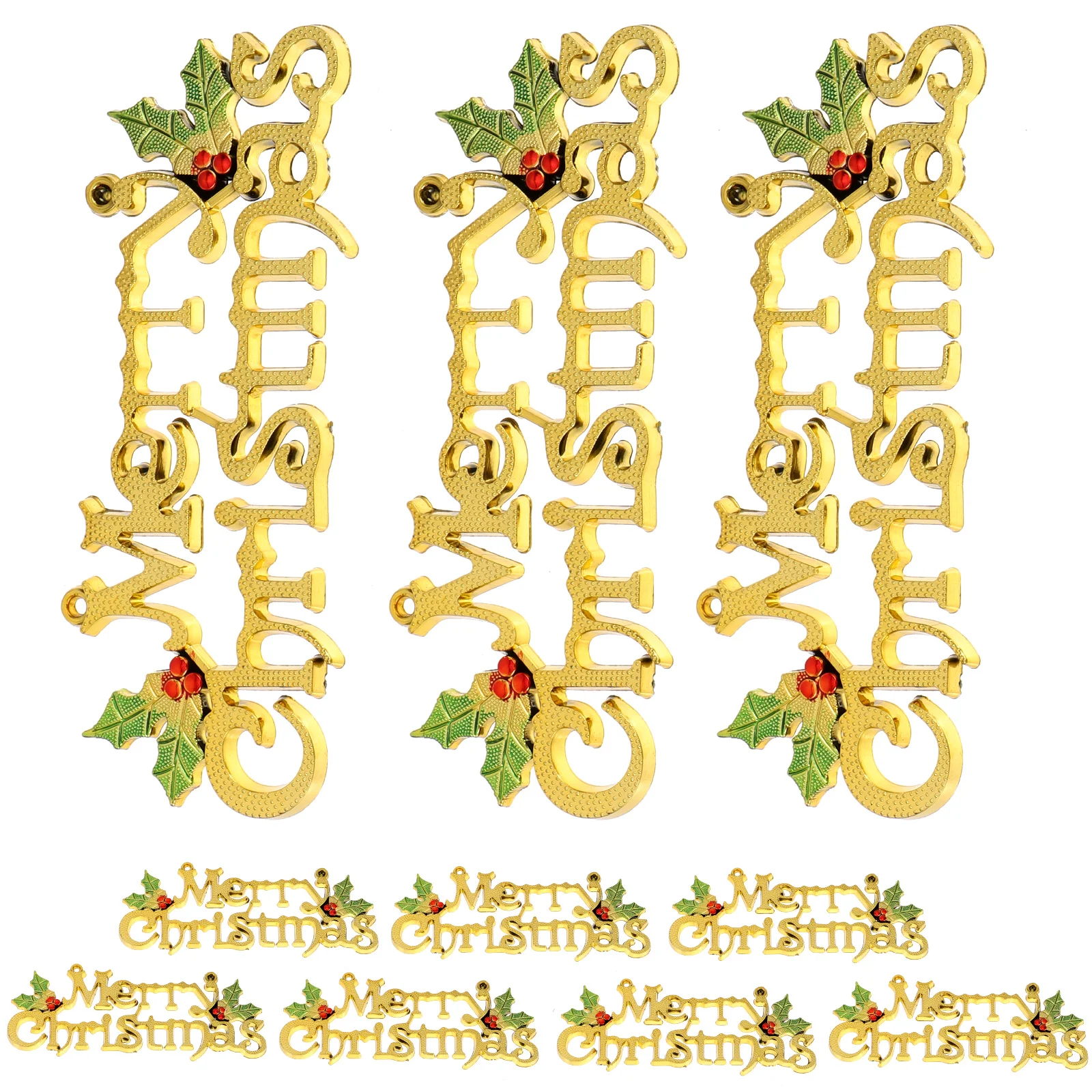 12 Pcs Retro Decor Christmas Letter Door Hanging Tag The Sign Tags Pendant Golden Supply