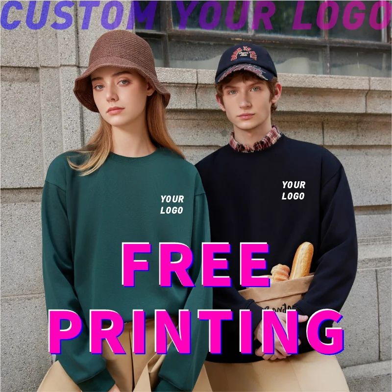 Custom sweatshirt free print logo picture long sleeves T-shirt spring autumn hoodie men women work round neck clothes pullover