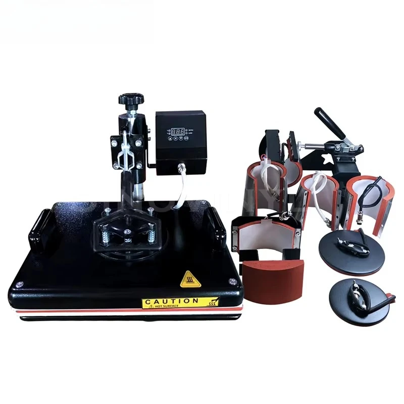 4 in 1 Even Heat Platen Area Heat Press Machine T Shirt/cylindrical Mug/plate Heater 29x38cm Automatic Printing Machine