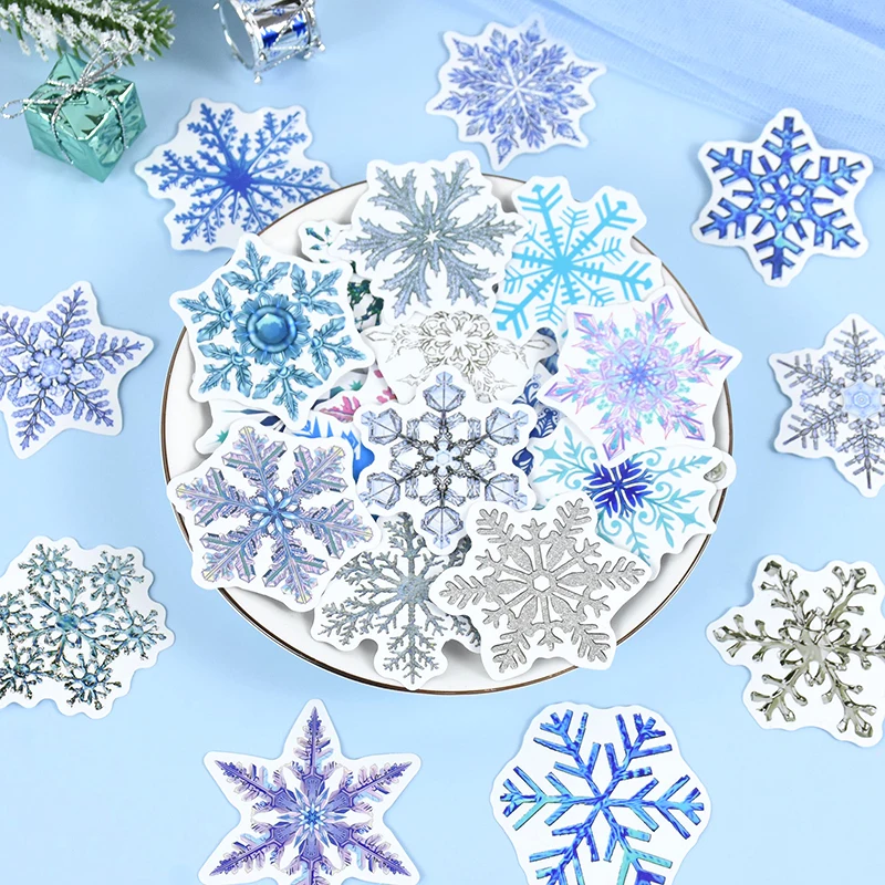 50pcs Christmas Window Self Adhesive Stickers Snowflake Winter Wall Decals For Kids Room Merry Xmas Decorations New Year Navidad