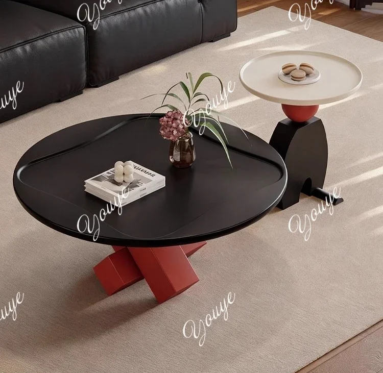 

J Italian Minimalist Geometric Coffee Table Combination Living Room Home Creative Designer Round Side Table High-end Feeling