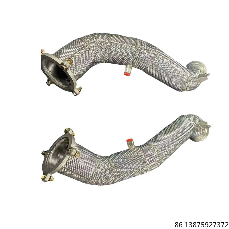 

304 Stainless Steel 1.5mm Mirror Polished Straight-through Racing Insulated Catted Exhaust Downpipe for 720S
