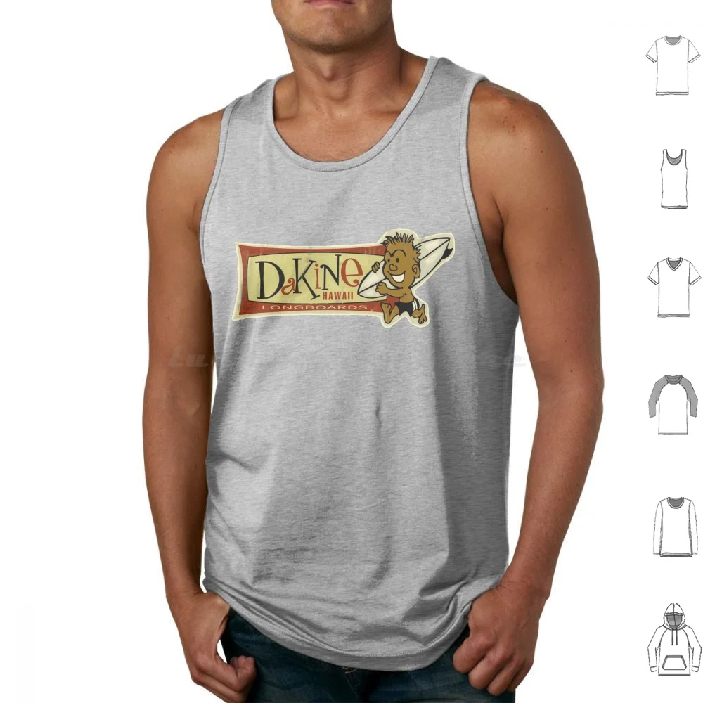Da Kine Hawaiian Longboards-Vintage Retro Surfing Art. Tank Tops Vest Sleeveless Logo Pop Surf Surfing Surfboard Longboard