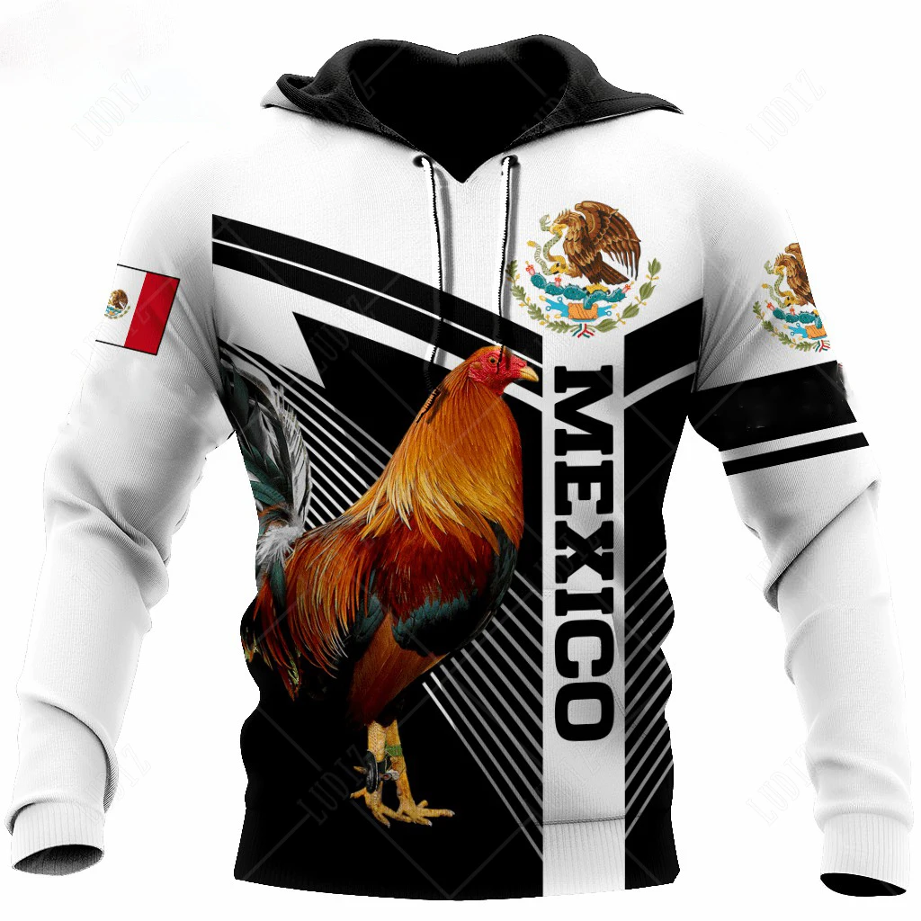 Men\'s Hoodie Mexican Hoodies 3D Print Mexican Rooster Graphics Tops Autumn Long Sleeve Streetwear Hooded Hoodie For Men Clothing