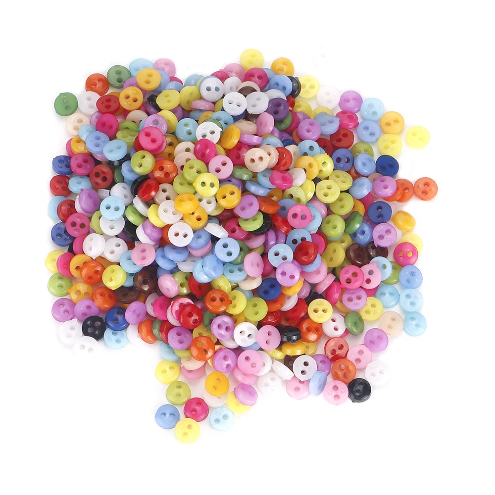 600pcs 6mm Colorful Two Hole Plastic Button, Round Small Resin Sweater Buttons, DIY Household Sewing Clothing Button Accessories