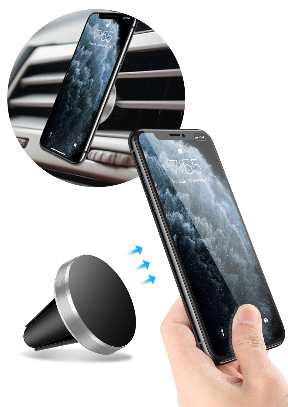 Auto Magnetische Halter Universal Air Vent Halterung Ständer Zubehör Für iPhone Samsung Xiaomi Magnet Halter Stehen im Auto Handy – Detail 14