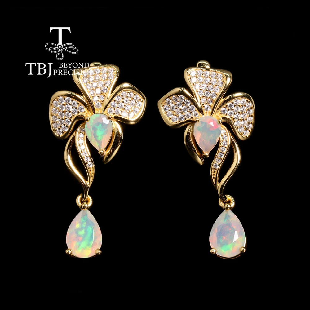 

Gorgeous flower design Natural Opal 925 sterling silver Earrings gemstones fine jewelry for women party Anniversary Gift
