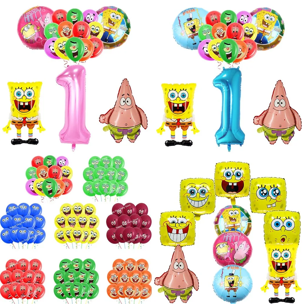 

Cartoon Spongebob Birthday Party Supplies Decorations Kids Party Supplies Aluminum Film Balloons Baby Shower Gifts