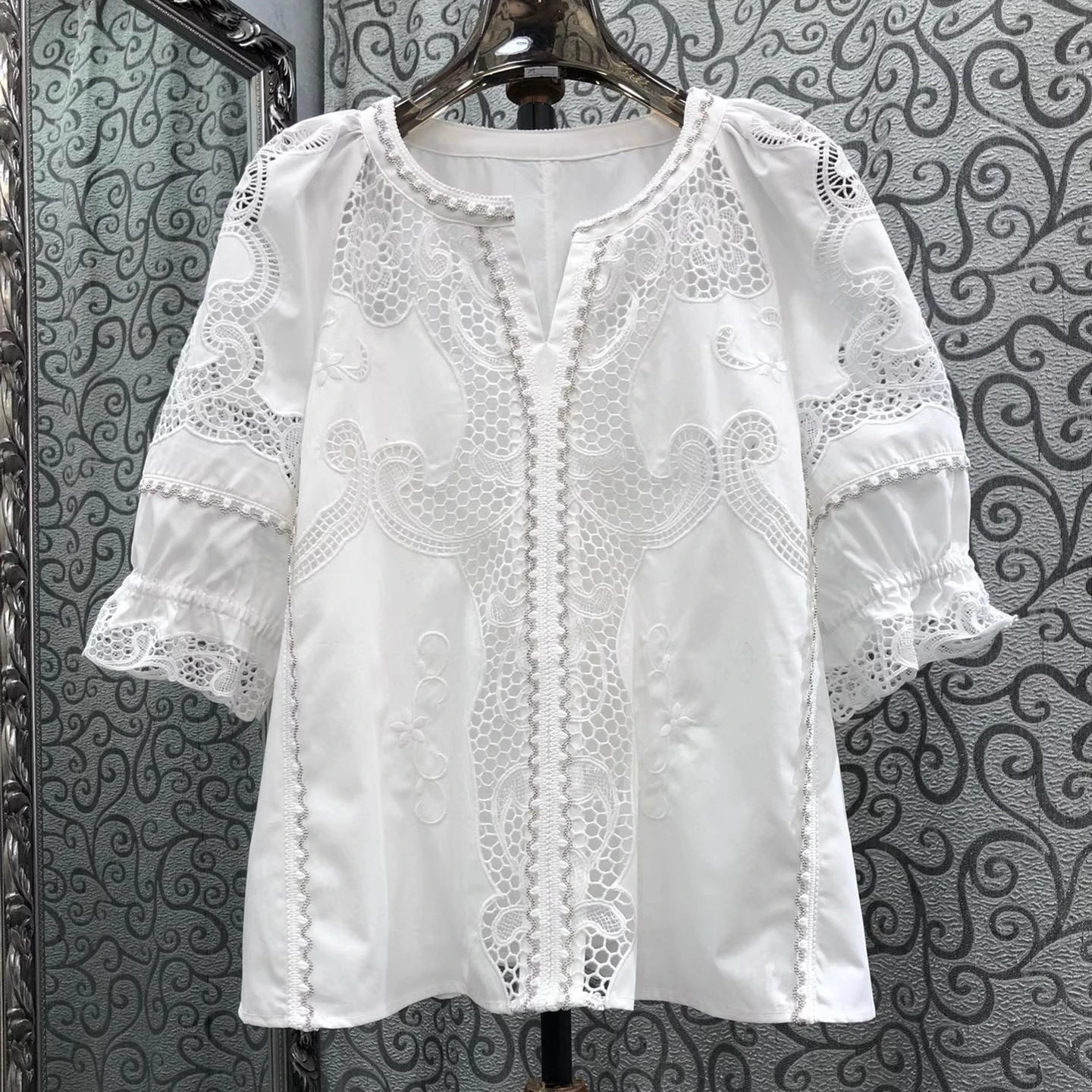 

Романтическая дышащая полая вышивка из чистого хлопка, легкая, тяжелая работа, прецизионное мясное покрытие, сказочная атмосфера, маленькая...