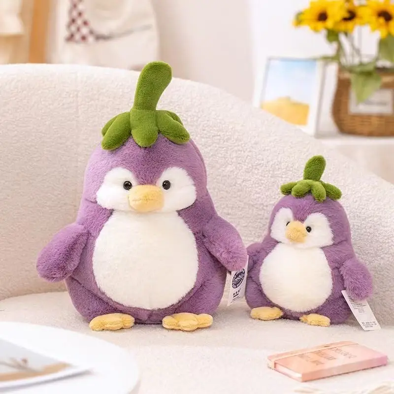 Belle 1pc 25/40cm nouvelle poupée d'oie aubergine en peluche jouet en peluche à la main dessin animé mignon oreiller cadeau d'anniversaire pour enfants poupée amusante