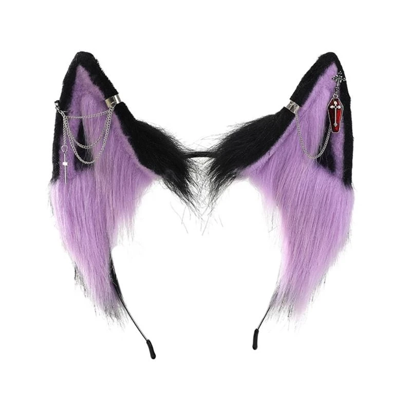 

652F Womens Ears Hairband Fashion Cosplay Hairband Faux Furs Hair Accessories