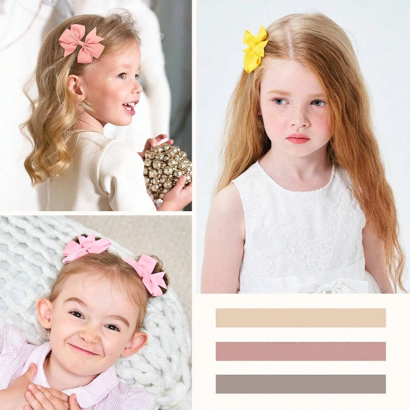 30/40pcs Baby Girls Hair Bows Clips Set Random Color 2.5'' Grosgrain Ribbon Bowbot Hairpin Barrettes Headwear Hair Accessories