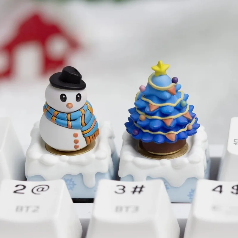 Christmas Series Rotating Keycaps Resin Creative Cute Mechanical Keycaps Personalize Christmas Tree/Snowman Keycap Gifts