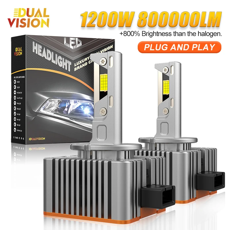 

Dualvision D2S D4S 1:1 LED Headlight Bulbs Two Sided CSP Chip D1S D3S D8S Xenon Lamp Replacement D2R D4R Canbus HID Ballast 12V
