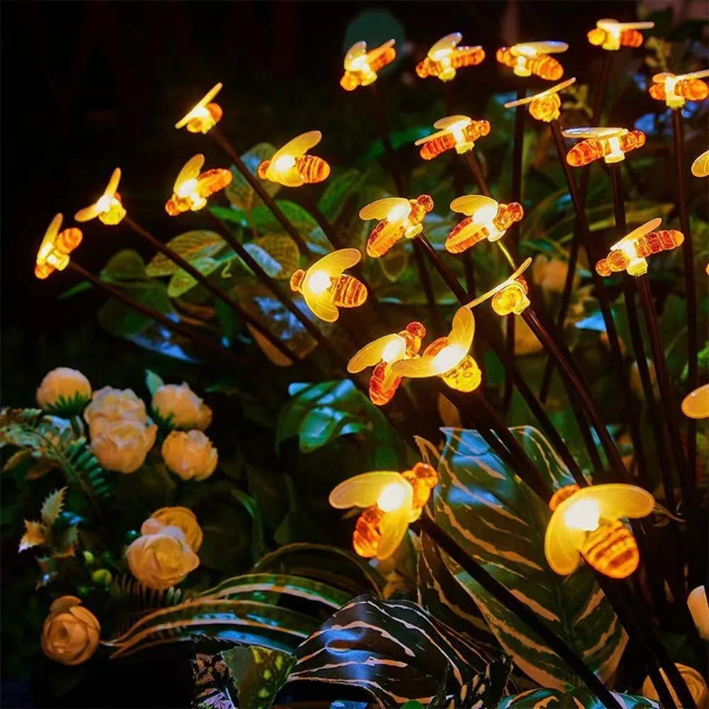3pcs 6/8/10 LED Solar Swing Bee Light Bubble Ball Ground Lamp Outdoor Yard Pathway Lawn Landscape Decorative Ambient Lighting
