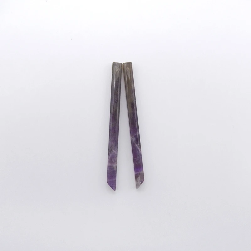 Natural Amethyst Long Shape Gemstone Earring Beads Popular Matched Earring Pair 56x4mm for Jewelry Making