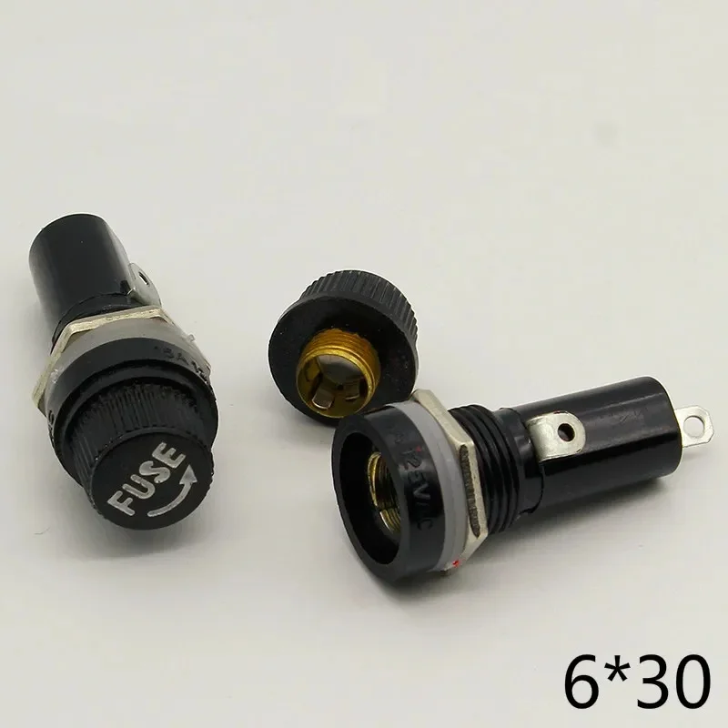 5Pcs 6X30mm Fuse Holders Black Insurance Tube Socket Fuse Holder 10A 250V AC 15A 125V AC For 6*30MM Insurance Panel