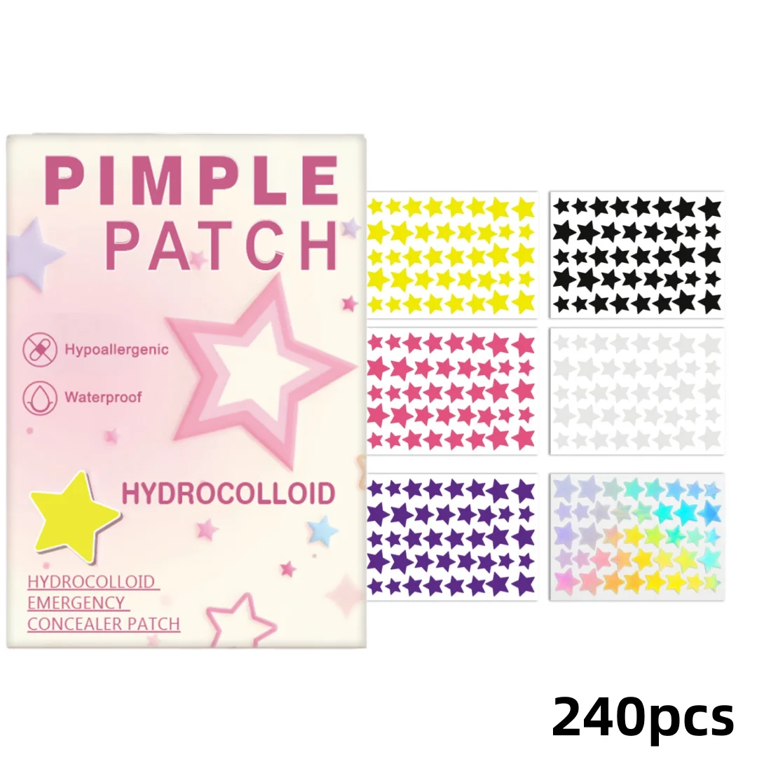 240PCS Star Pimple Patches For Face Hydrocolloid, Absorbing Cover, Tea Tree, Hydrocolloid Acne Patch, Cute Star Pimple Patch