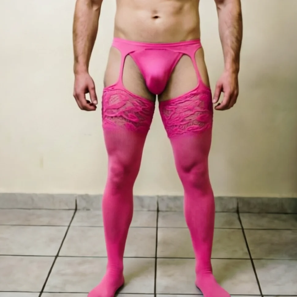 Trend Açık Kasık Tayt erkek Seksi Külotlu Çorap Örgü Vücut Çorapları Erkek İç Giyim Avrupa Amerikan erkek Kulübü Çorap Fishnet