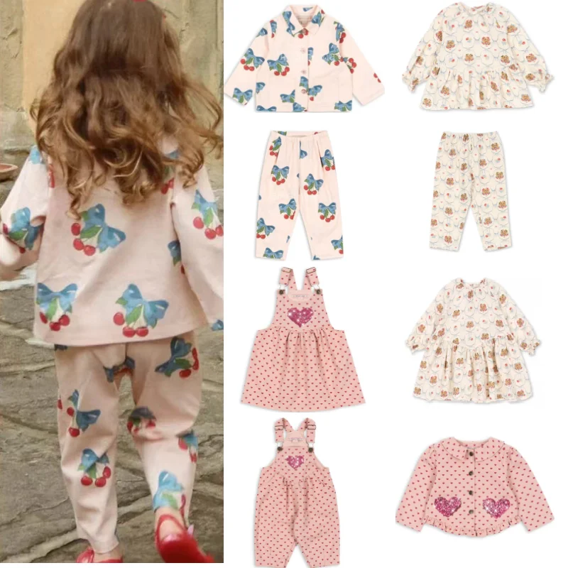 

Girls' Dress 2025 Fall New Arrival Printed Fashion Children's Dress Pure Cotton Cute Collared Denim Jacket Straight Leg Pants