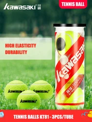 Kawasaki Tennis Balls 3PCS/Pack High Elasticity Durability Unpressurised Tennis Ball Suitable For Tennis Trainer KT81