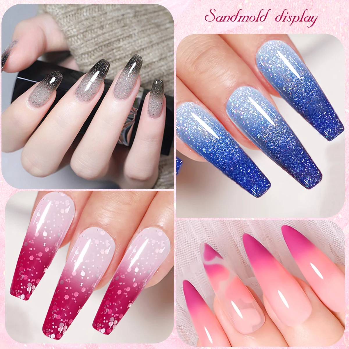 10個/セット ハロウィンテーマ ホットネイルポリッシュ、温度変化グリッターカラージェルポリッシュ、リムーバブルUVグリッタージェルポリッシュ、ネイル