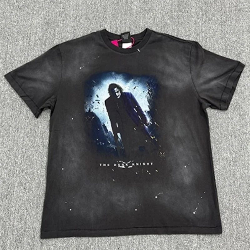 

American 2025 New Short Sleeve Men Women T-shirts Saint Casual Retro Oversize Black O-Neck Cotton Print Tee Tops