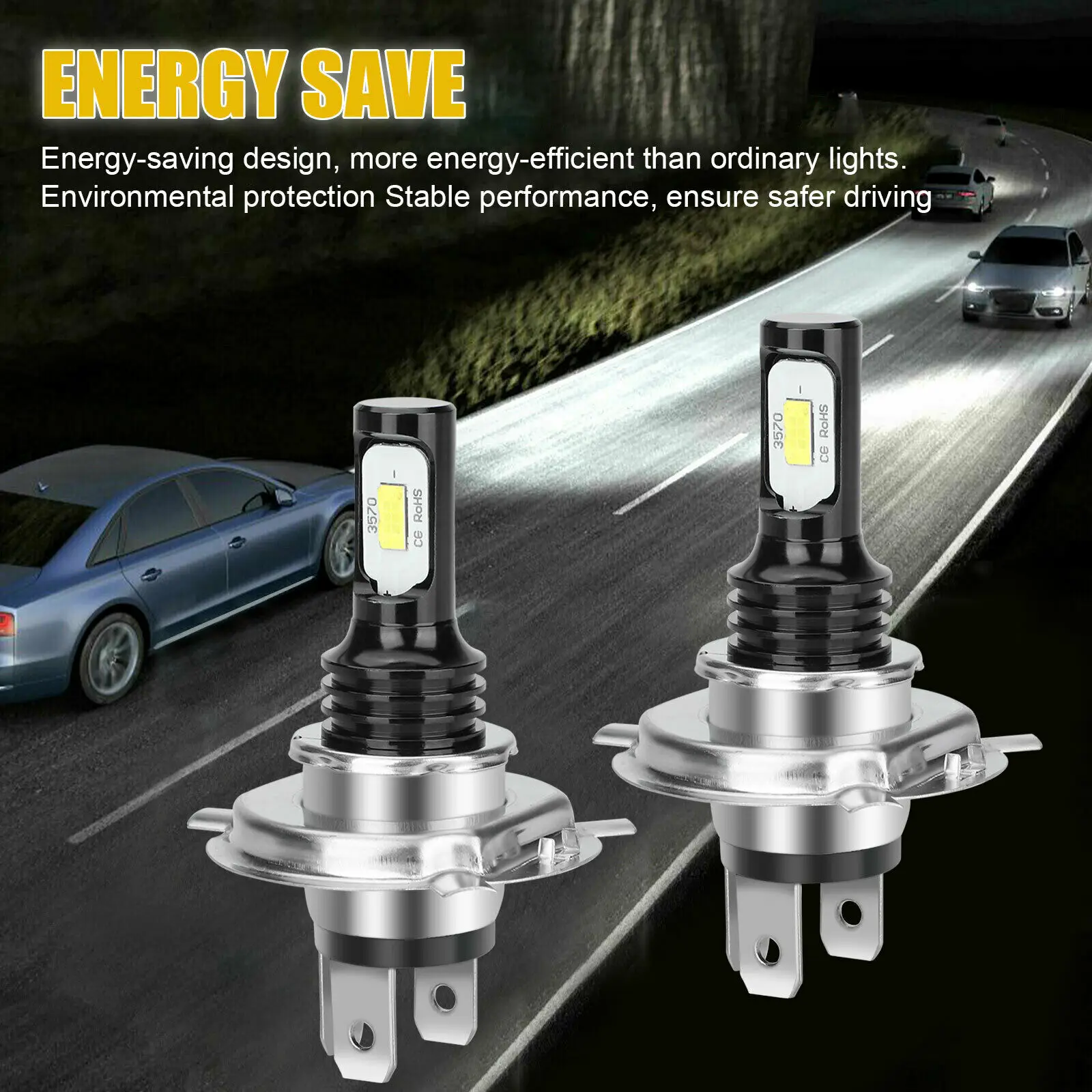 

2Pcs H7 H4 Super Bright 3570 Led Car Daytime Running Driving Fog Light Lamp 6000K 25000K White Auto Driving High Low Beam Bulbs