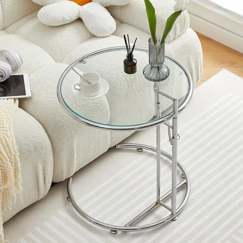 

Living room sofa Side tables lift glass balcony corner small round coffee table transparent Bedside table Nordic furniture