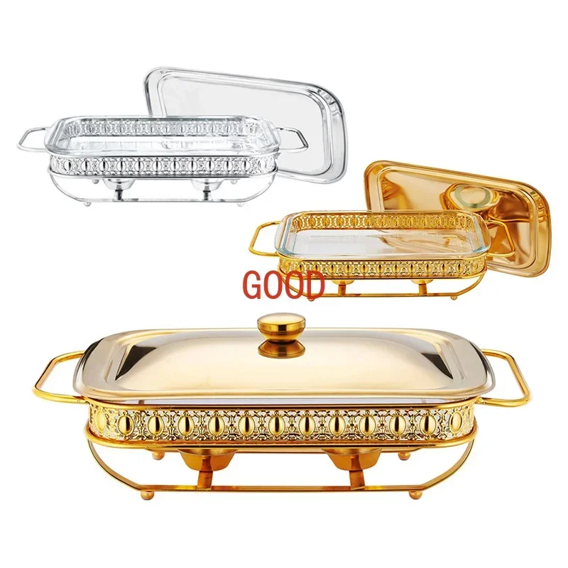 

Gold buffet stove 1.5/2.0l glass buffet food heater for daily use in hotel restaurant