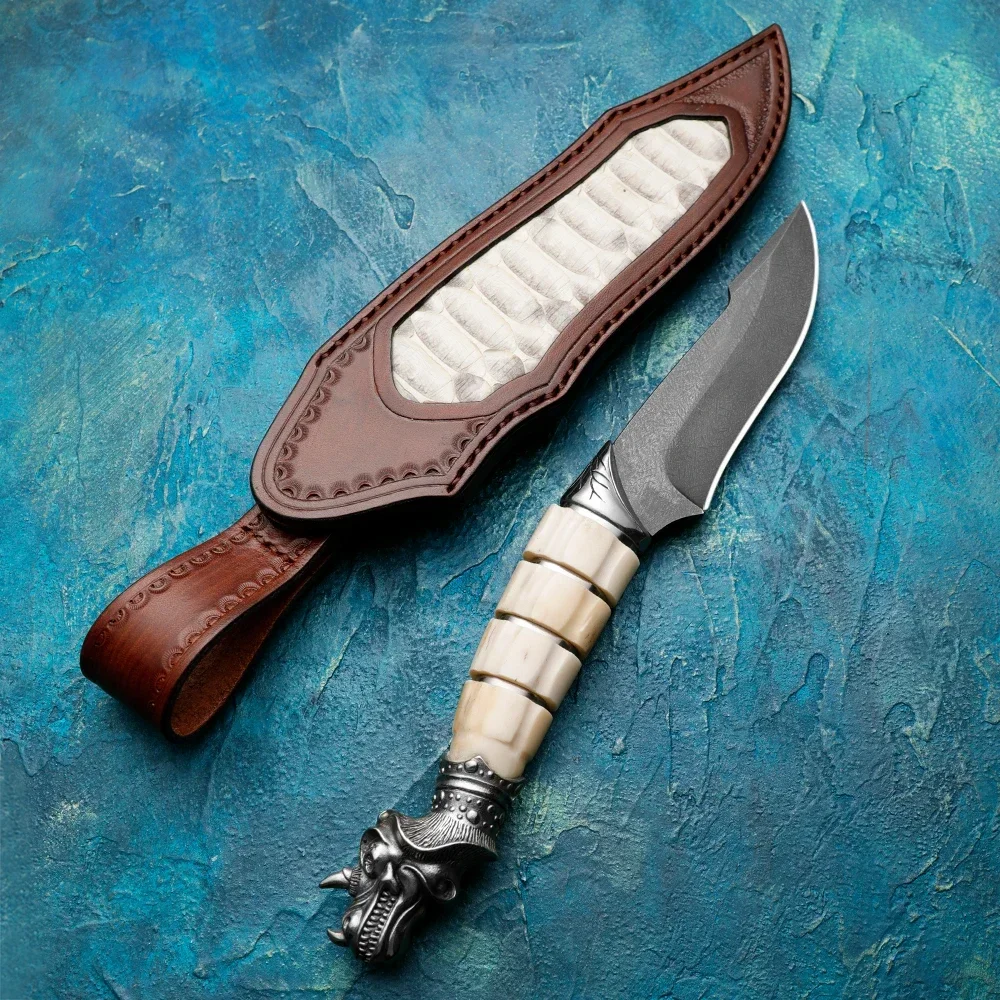 Regalo para hombres HUANGFU: cuchillo para exteriores de acero Uzi de alta calidad HUANGFU para supervivencia, caza y rescate en el desierto