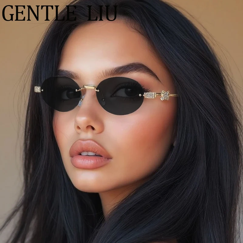 Y2K Punk Small Frame Polygon Sunglasses Women 2025 Luxury Brand Fashion Rhinestone Prescription Metal Sun Glasses Eyewear UV400