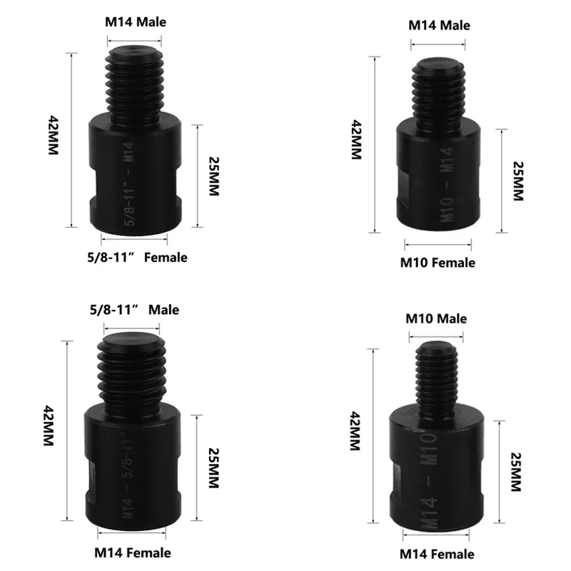 M14 อะแดปเตอร์เครื่องบดมุม M10 M14 5/8-11 ''Converter Adapte Arbor Connector ขัดสําหรับ Diamond Core Bit Hole Saw