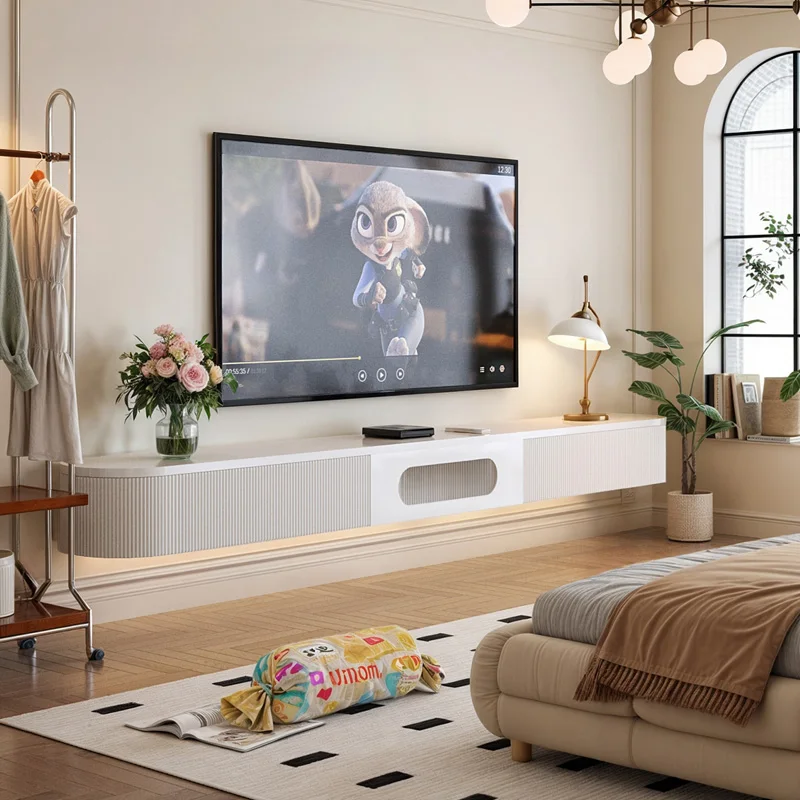 

Wall White Tv Stands Cabinets Modern Living Room Wood Nordic Tv Table Minimalist Aesthetic Suporte Para Tv Trendy Furniture