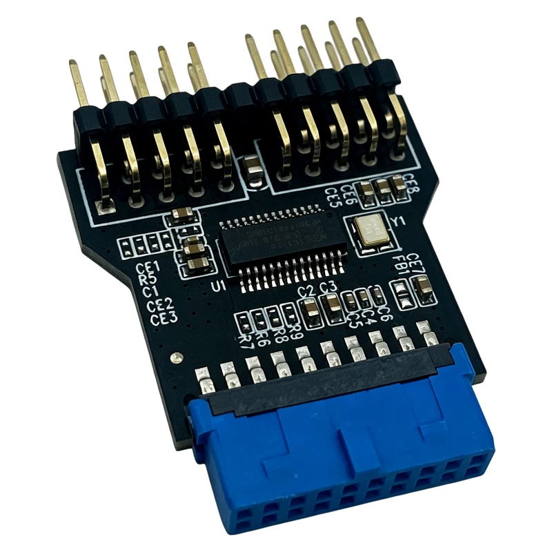 1 to 2 Front Panel Header Port Multiplier 19Pin Female to 2 x 9Pin USB 2.0 Male Converter Splitter Motherboard Connector Adapter